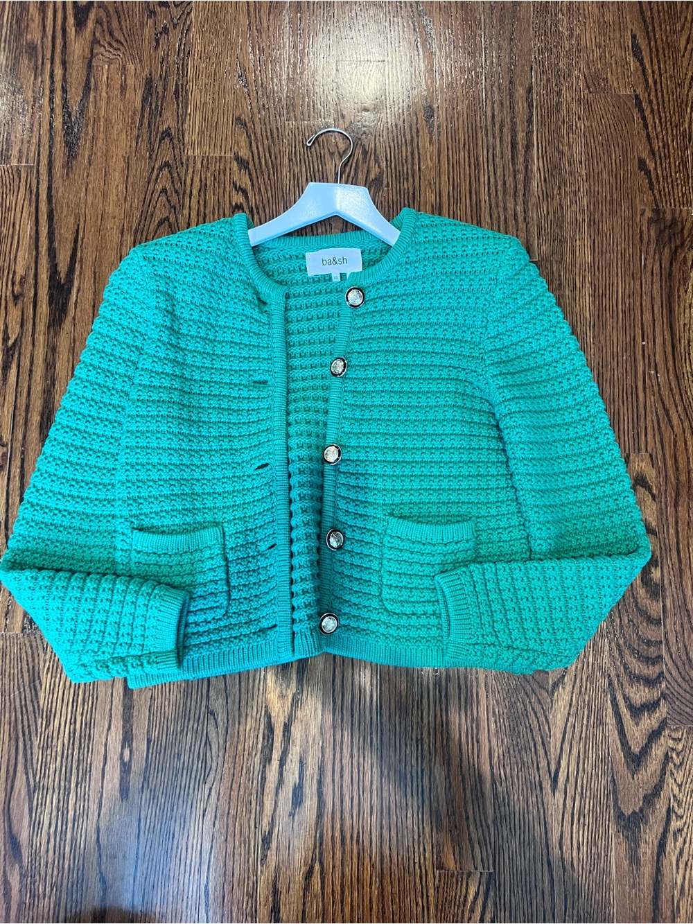 ba&sh women Kelly green Knit Cropped Cardigan Jacket